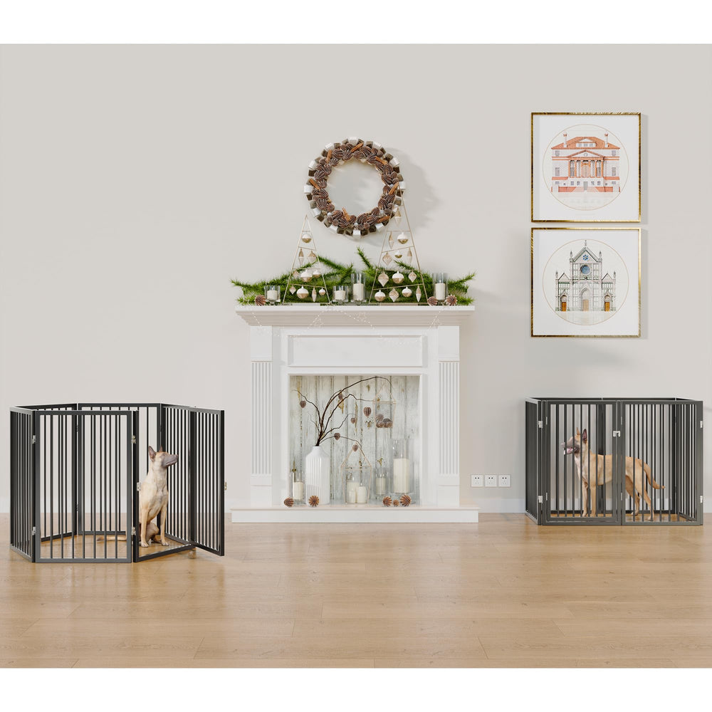 Vantas durable metal pet gate in black suits indoor and outdoor spaces.