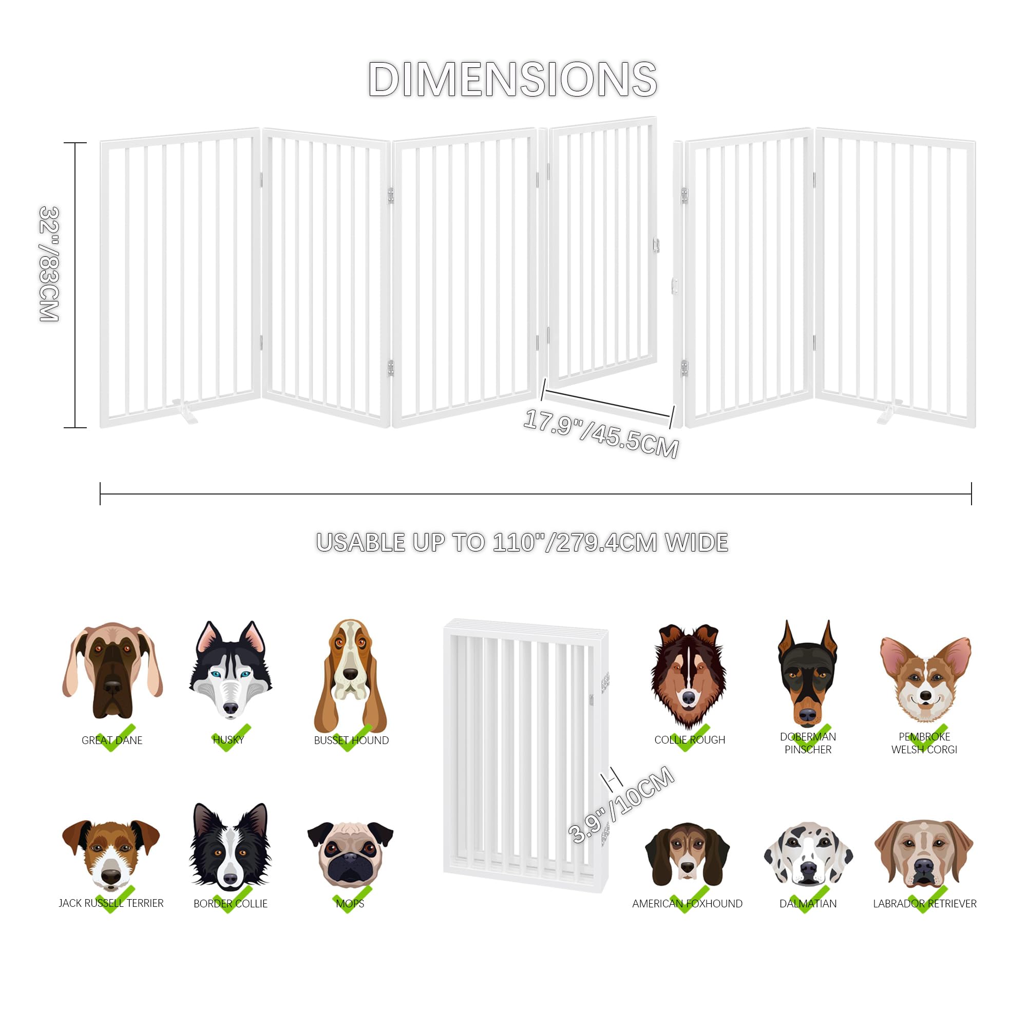 Vantas folding gate folded for compact storage when not in use.