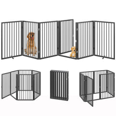 Vantas freestanding accordion pet gate folds flat for compact storage.