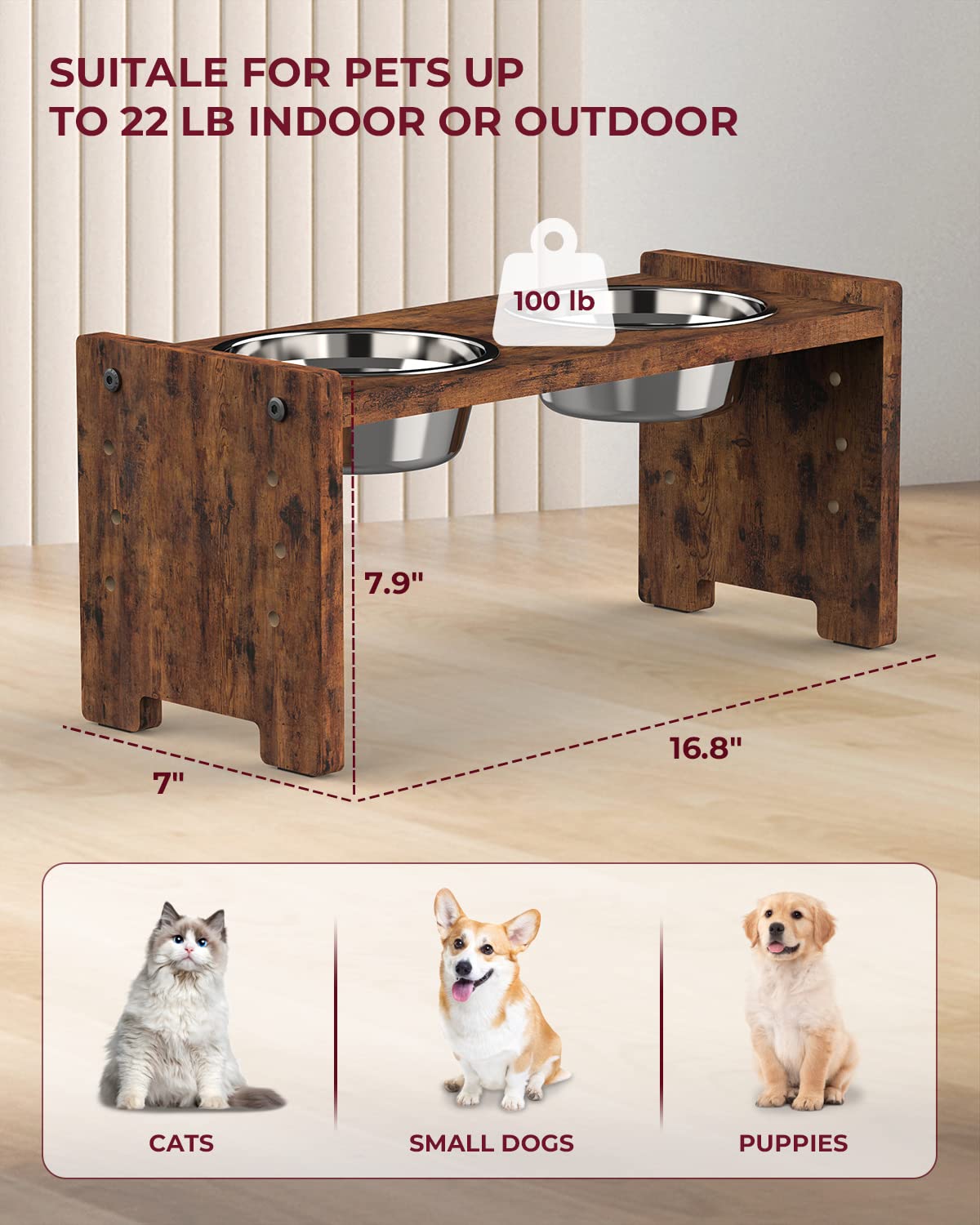 Vantic elevated dog bowls stainless steel dishes simplify cleaning and maintenance.