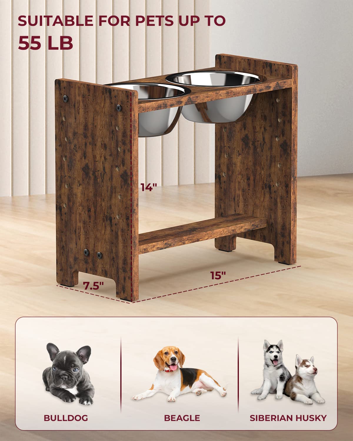 Vantic adjustable height range supports growing medium dogs
