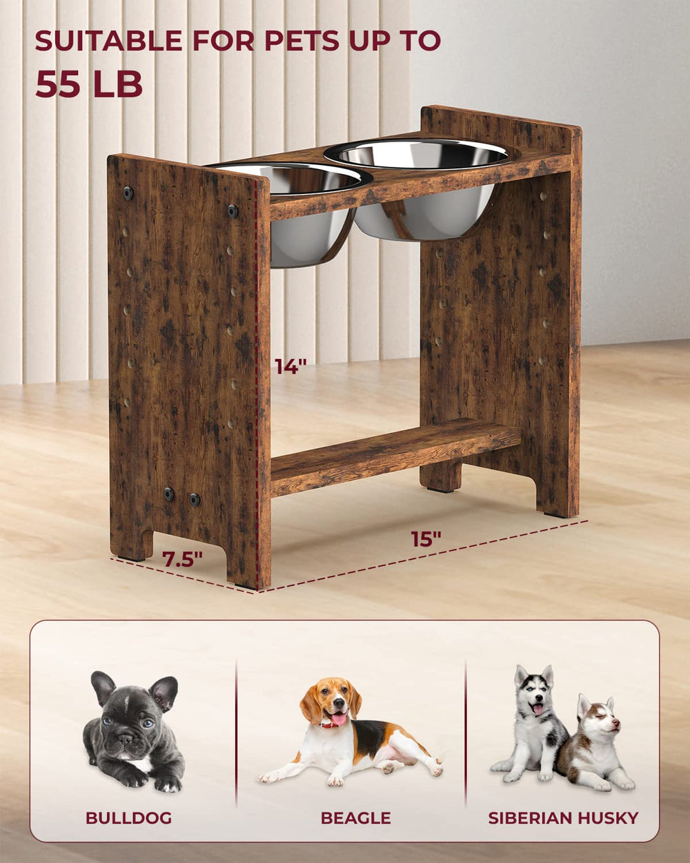 Vantic adjustable height range supports growing medium dogs