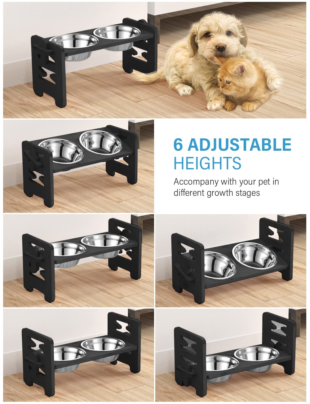 Vantic elevated dog bowl stand folds away for compact storage and travel.