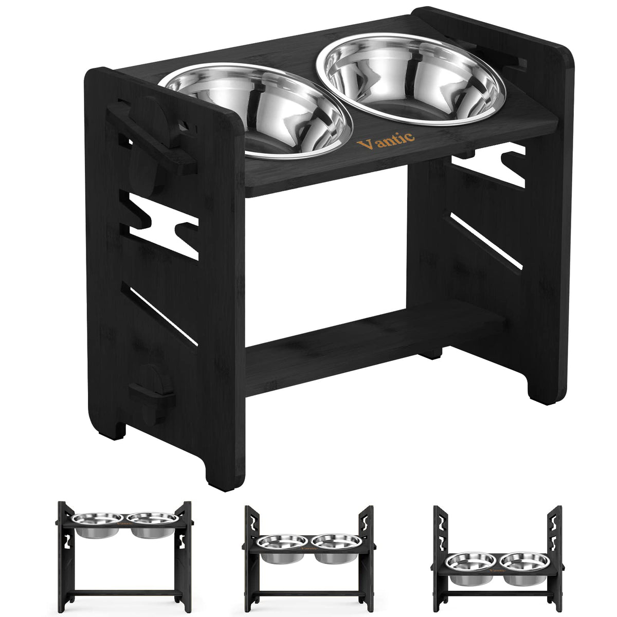 Vantic elevated dog bowls assembly demonstrates quick setup for stable feeding station.