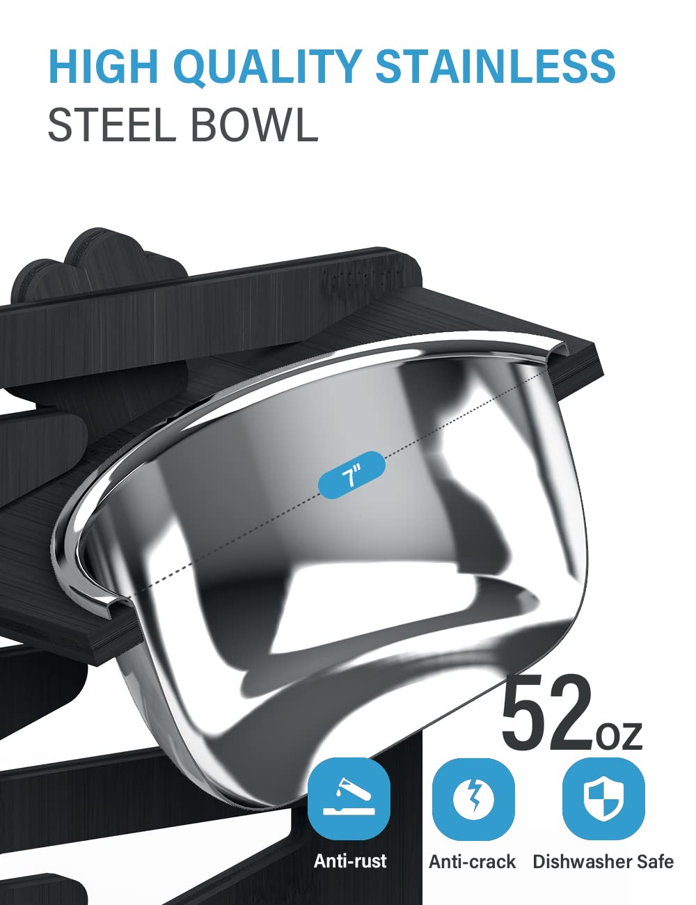 Vantic Elevated Dog Bowls easy-assembly system saves time during setup.