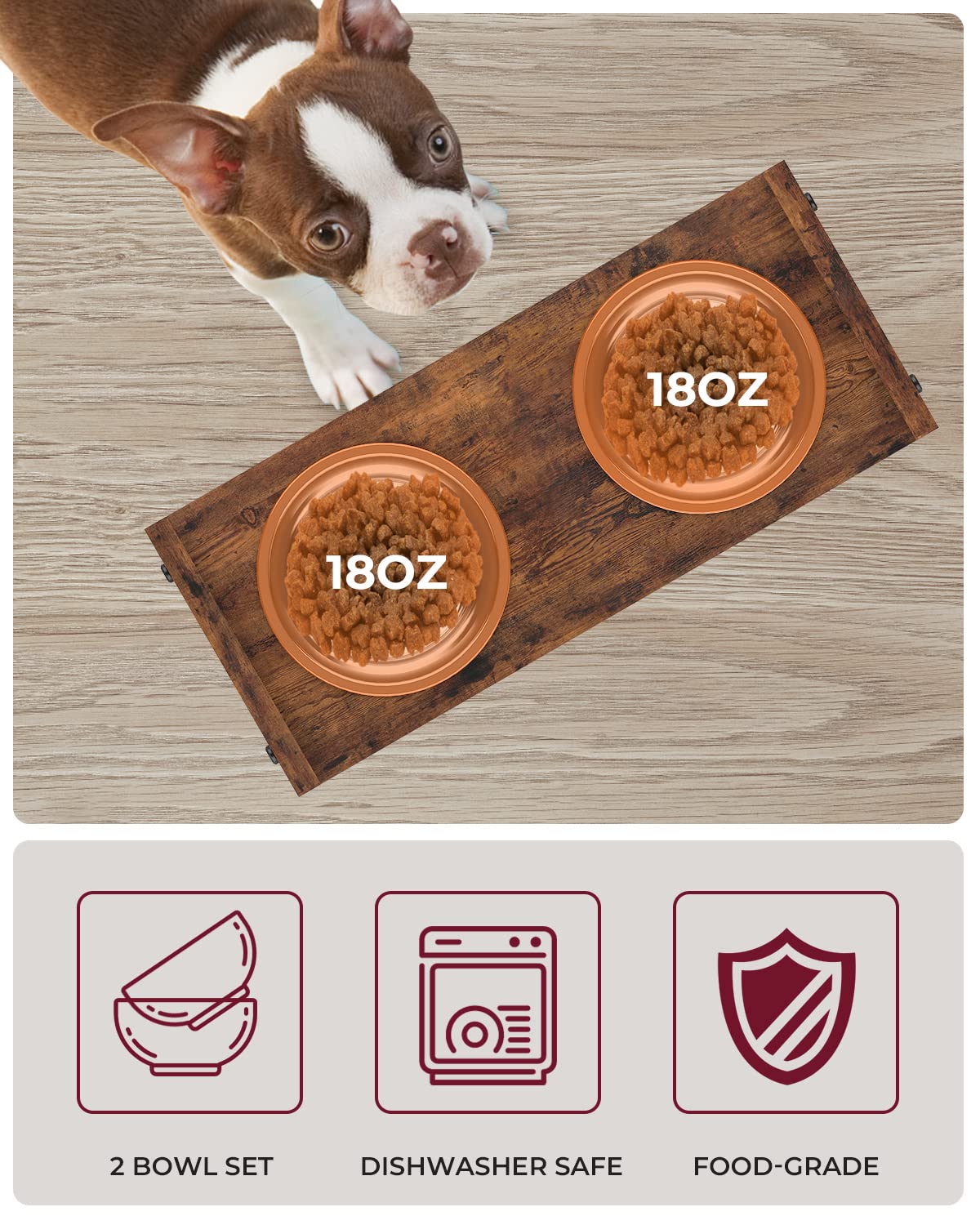Vantic elevated dog bowls foldable design enables easy storage and transport.