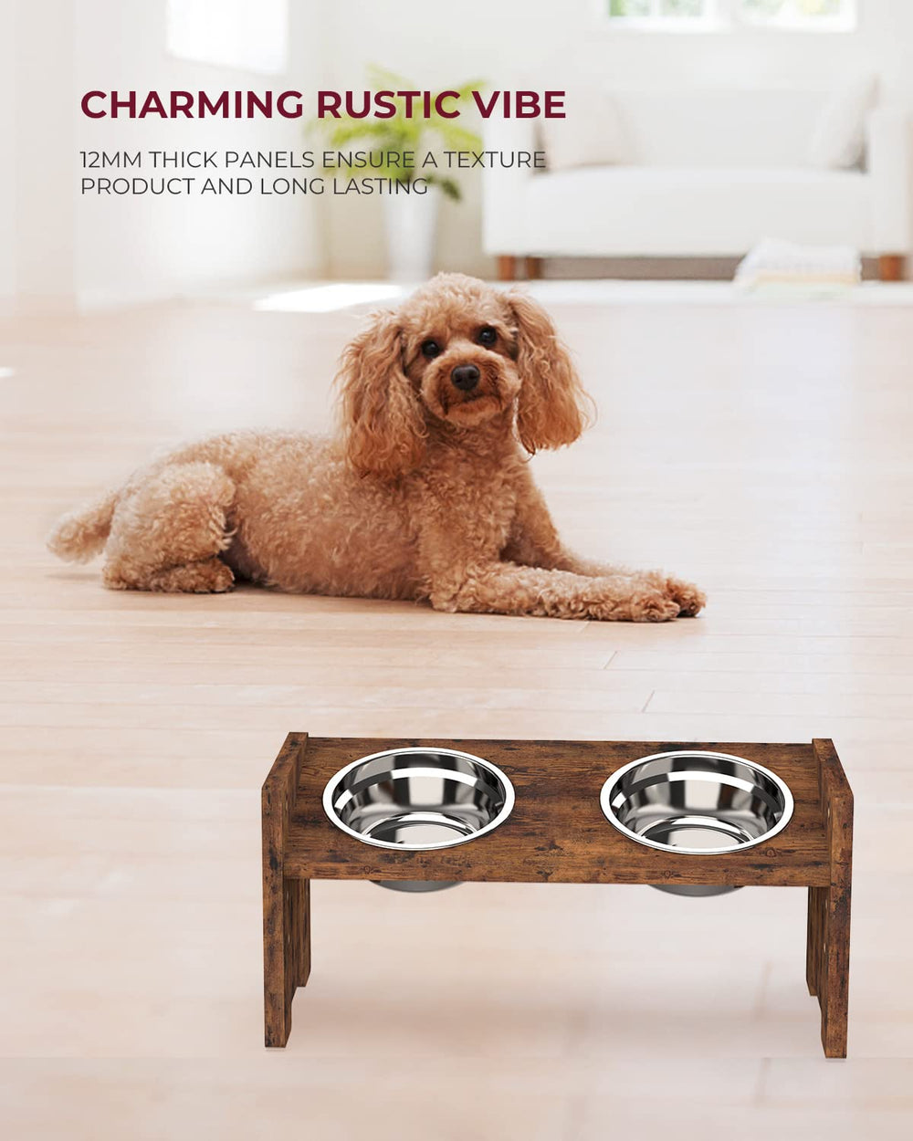Vantic elevated dog bowls tool-free install with silicone pads for stability.