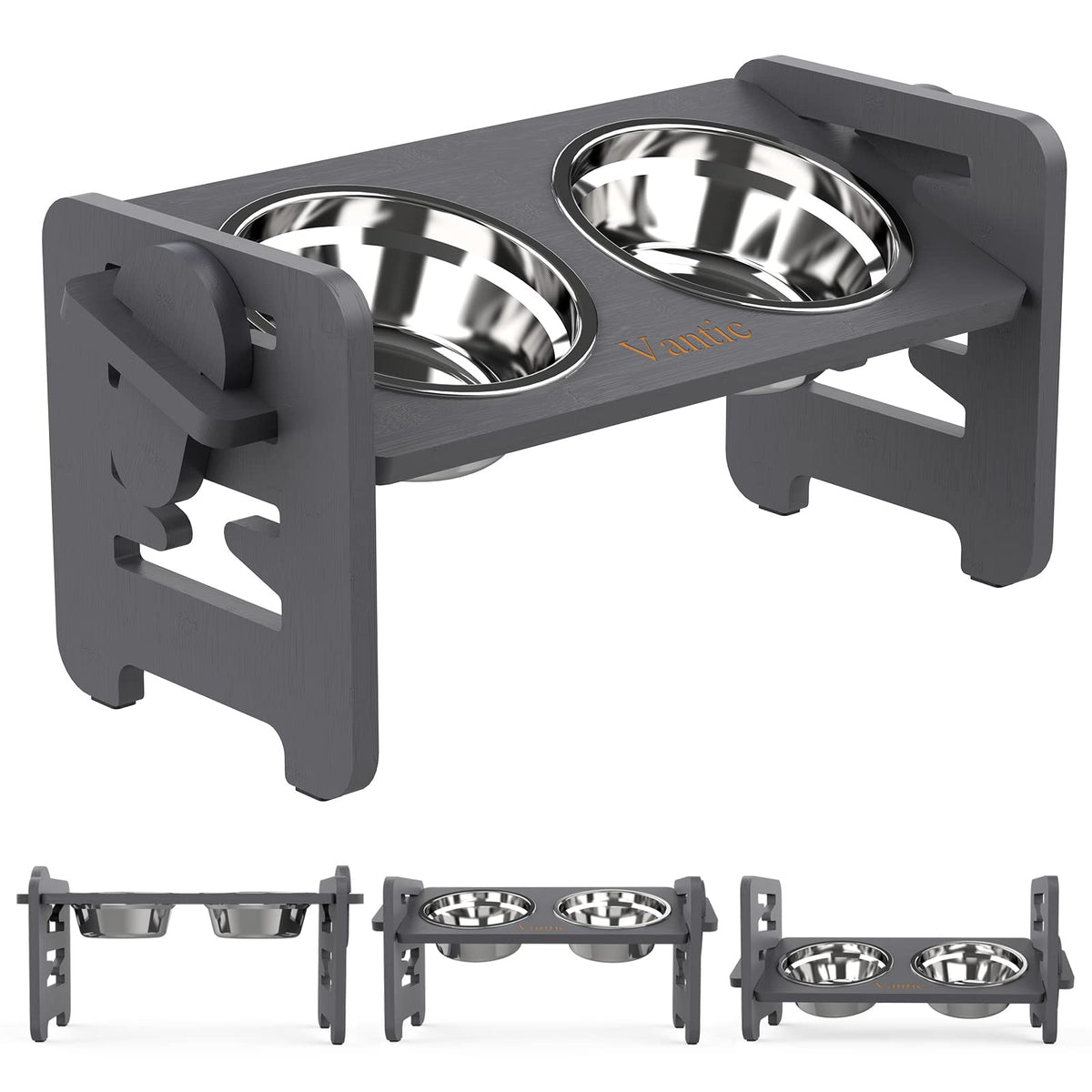 Vantic Elevated Bowls stand assembly enables quick setup for feeding.