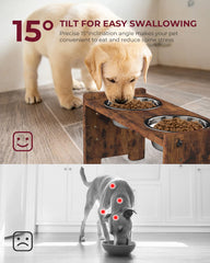 Vantic elevated dog bowls tilt angle emphasizes improved comfort during meals.