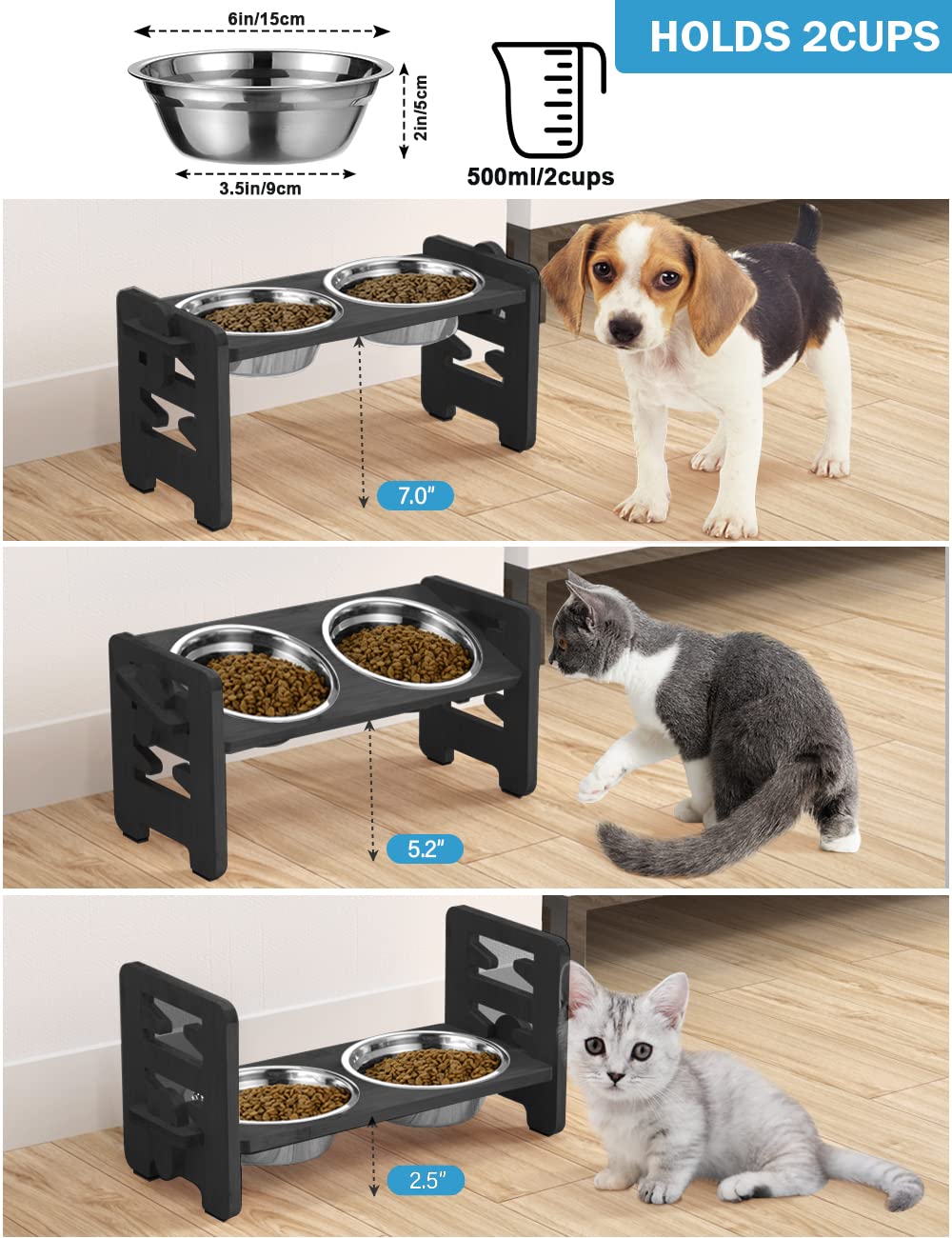 Vantic elevated dog bowls tilt platform supports comfortable feeding posture.