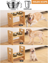 Vantic elevated dog bowls wooden stand highlights natural bamboo craftsmanship for durable feeding