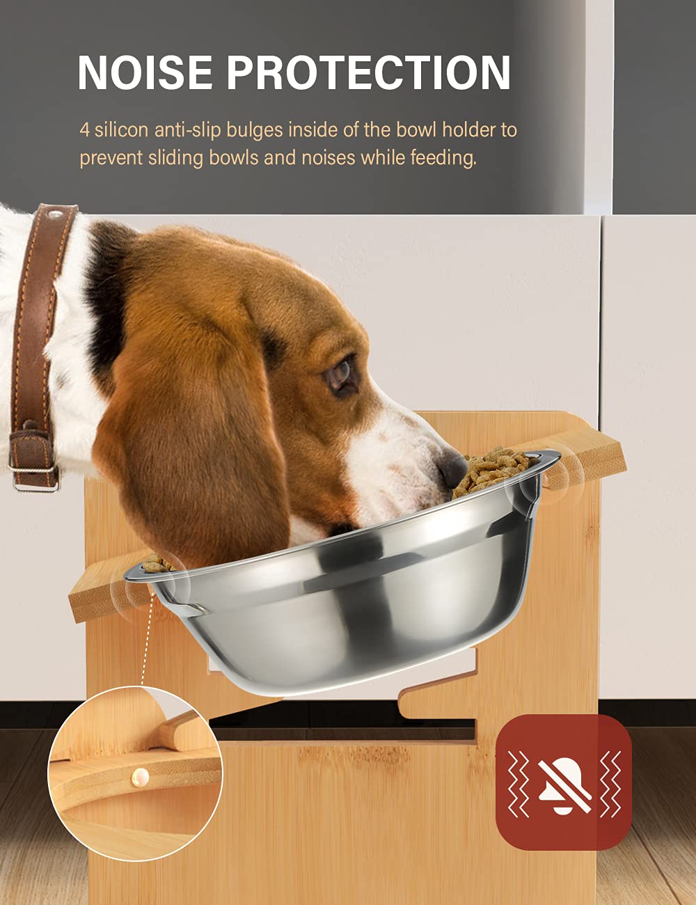 Stainless steel bowls resist rust and are dishwasher safe