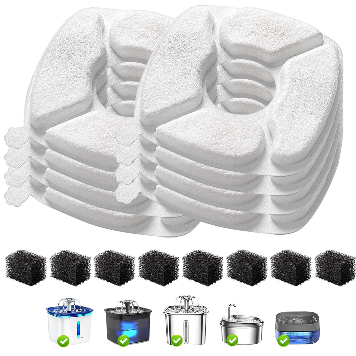 VANVE 16-piece cat fountain filters kit for easy replacement and clean drinking water.