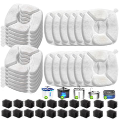 VANVE 40pc cat fountain filters kit demonstrates bulk replacement for fresh, clean drinking water.