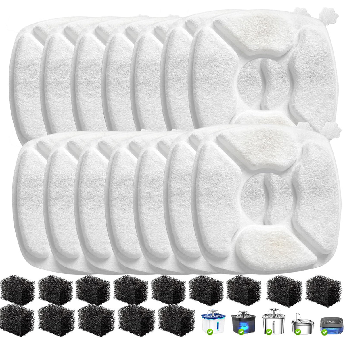 VANVE cat fountain filters front-pack shows a 14-filter kit for fresher drinking water.