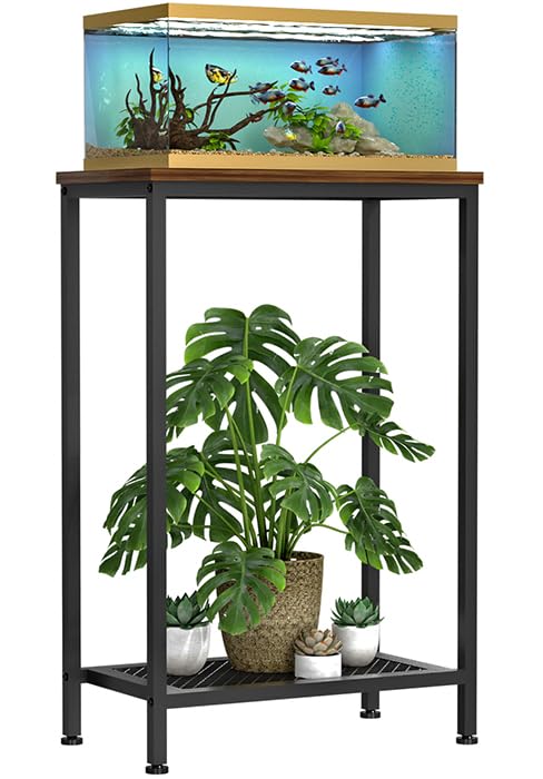 VANVERB 10 Gallon Fish Tank Stand front view highlighting sturdy two-tier design for dual tanks