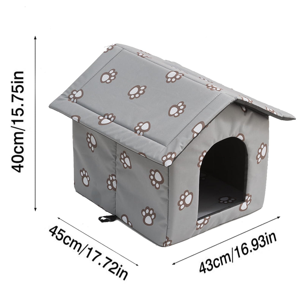 VARMTOR Outdoor Cat House exterior material highlights PVC-coated Oxford fabric for rain protection