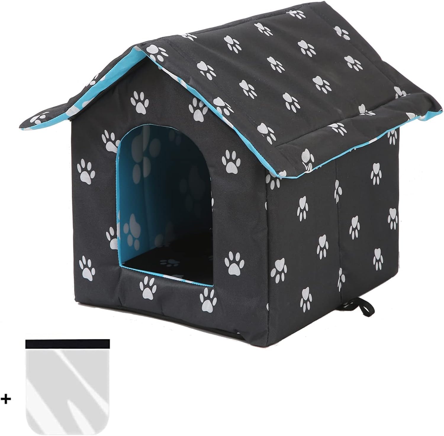 VARMTOR Outdoor Cat House transparent curtain detail highlights temperature regulation and visibility