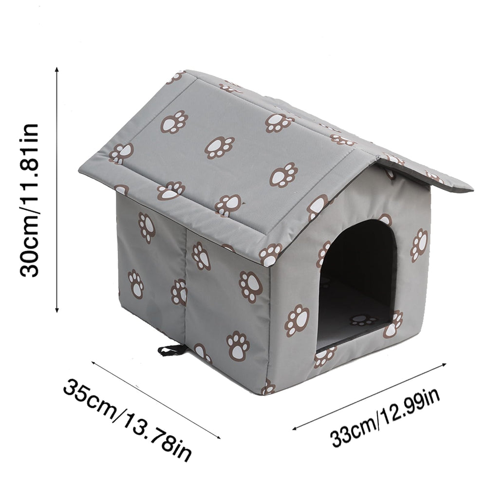 VARMTOR outdoor cat house with warm plush interior for chilly nights.