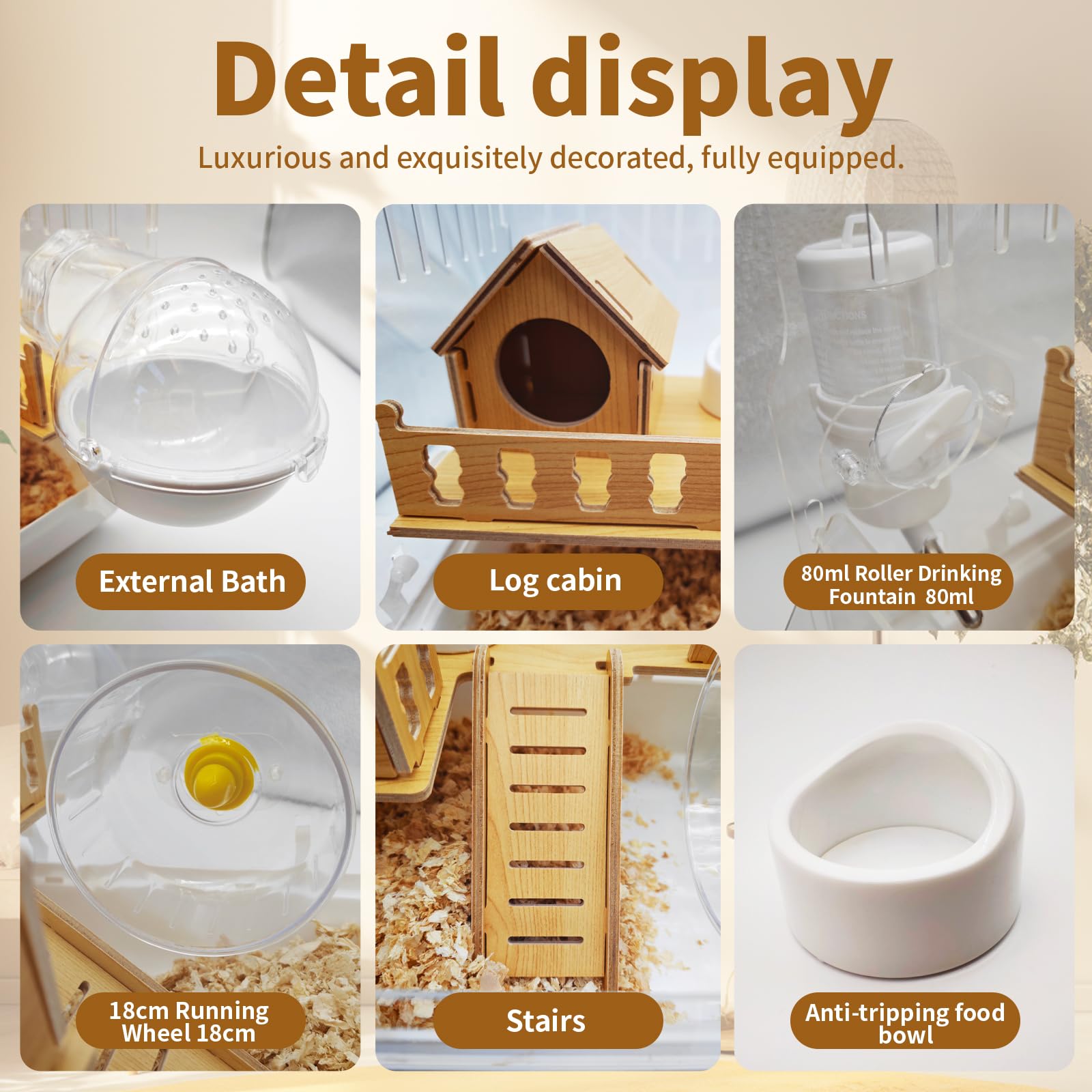 Varrisin exercise wheel and accessories support active enrichment for hamsters.