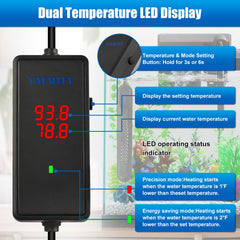 Vatalley 300W heater with LED display for easy monitoring in aquariums.