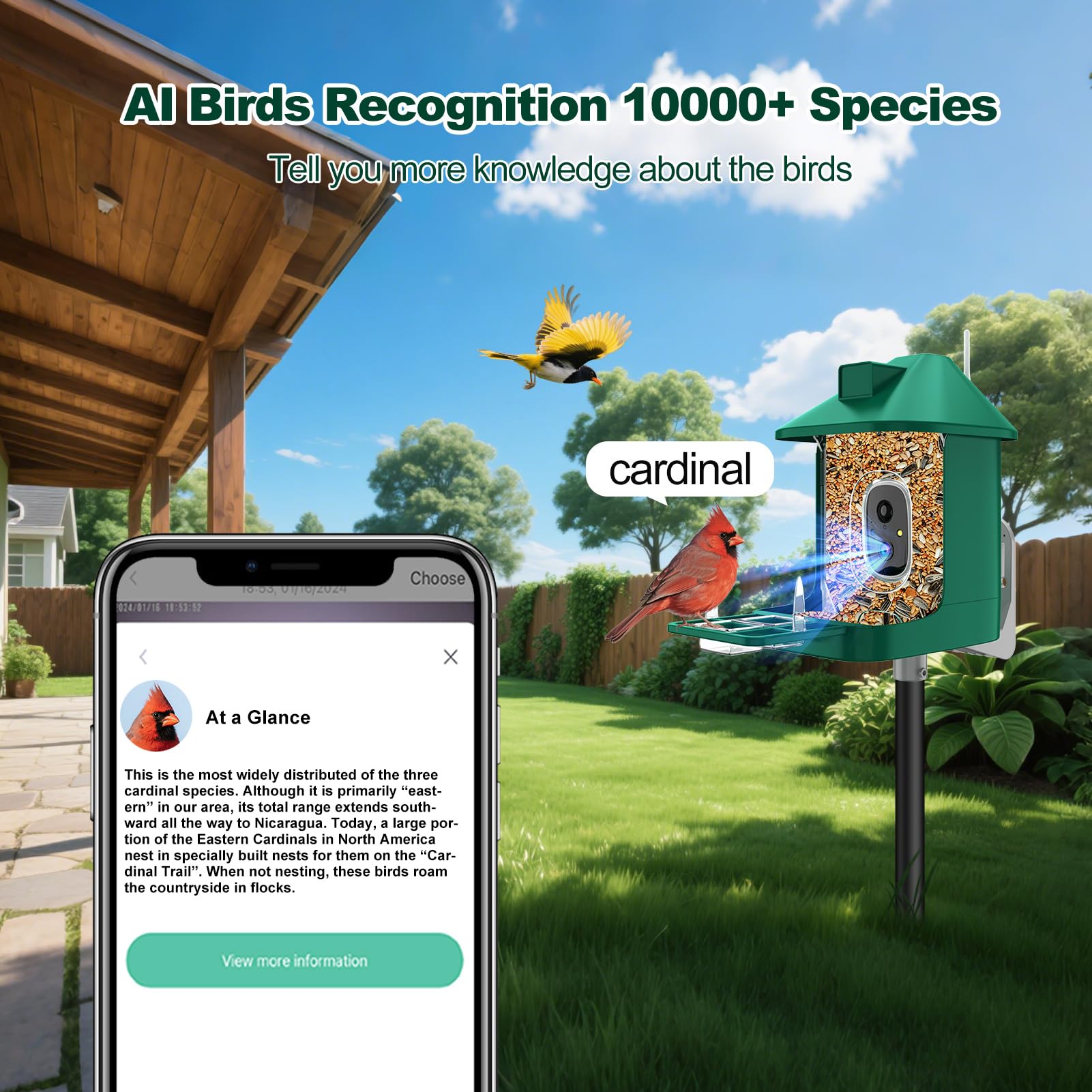 Vatjubi Bird Feeder with Camera night vision view enables dusk birdwatching.
