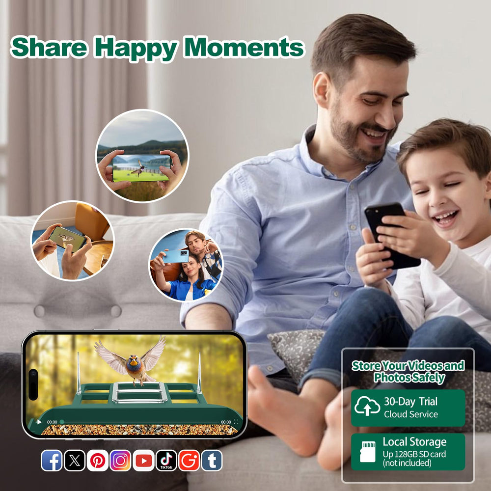 Vatjubi bird feeder camera supports four simultaneous users for family sharing