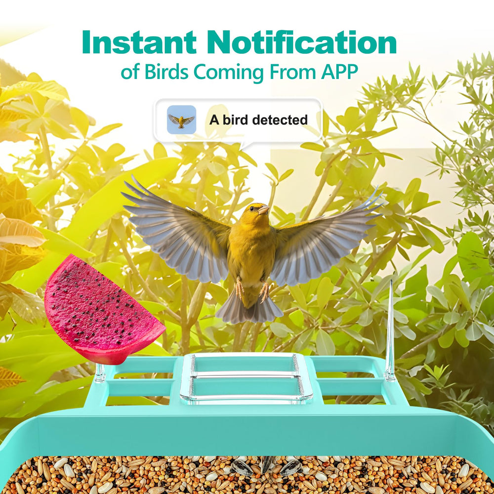 Vatjubi Bird Feeder with Camera IP65 housing withstands rain and outdoor use.