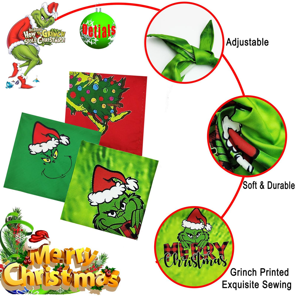Vaudarkit red grinch bandana adds cheerful seasonal flair for festive photos