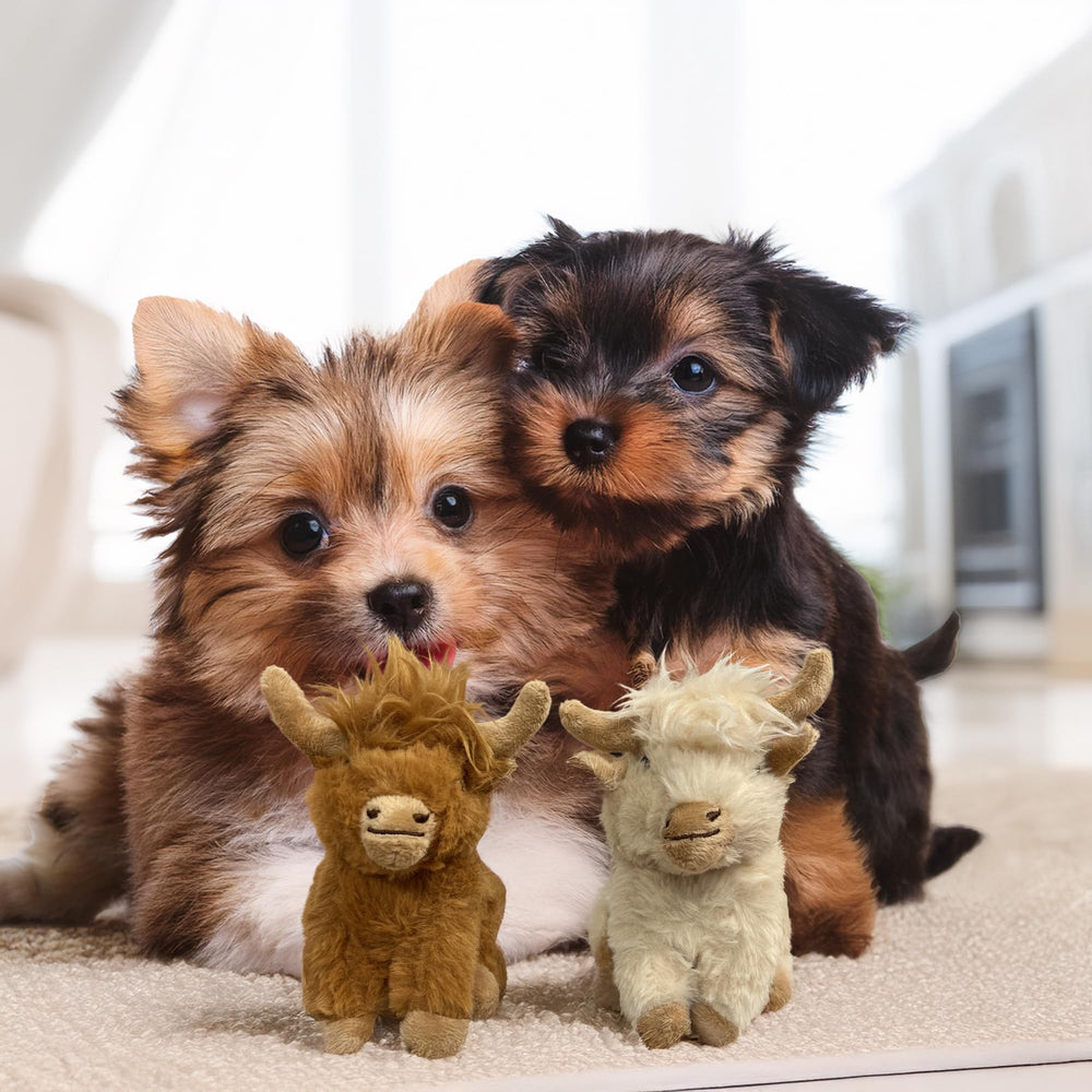 Vaulted Skulls & Co cow toy 6in size fits small to medium dogs for toss-and-fetch.