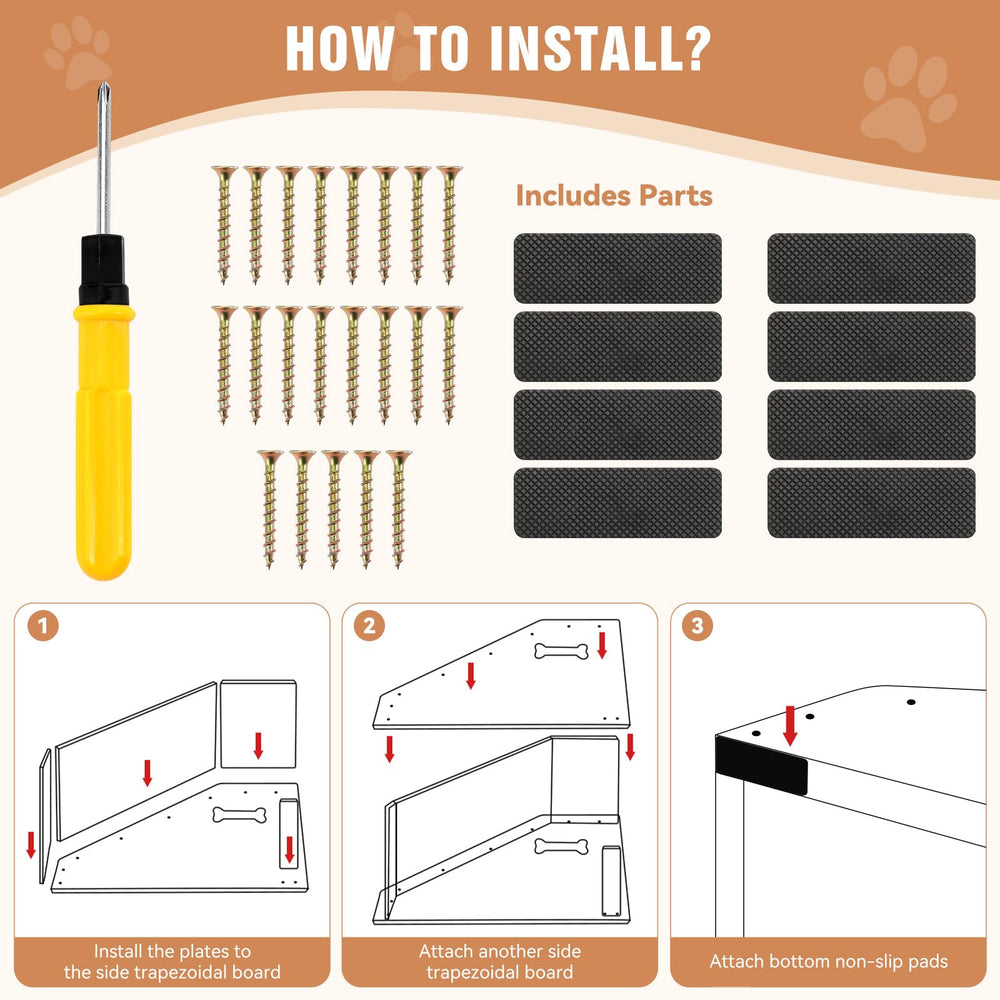 VavoPaw dog ramps quick easy-assembly with screws.