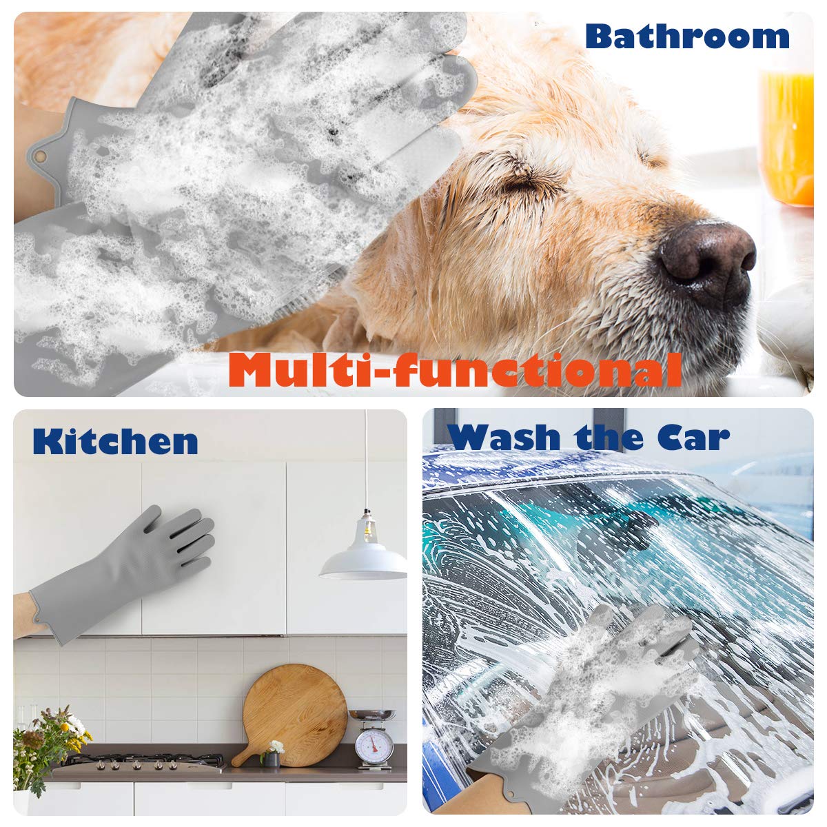 VavoPaw glove interior reveals non-slip particles for secure grip during grooming