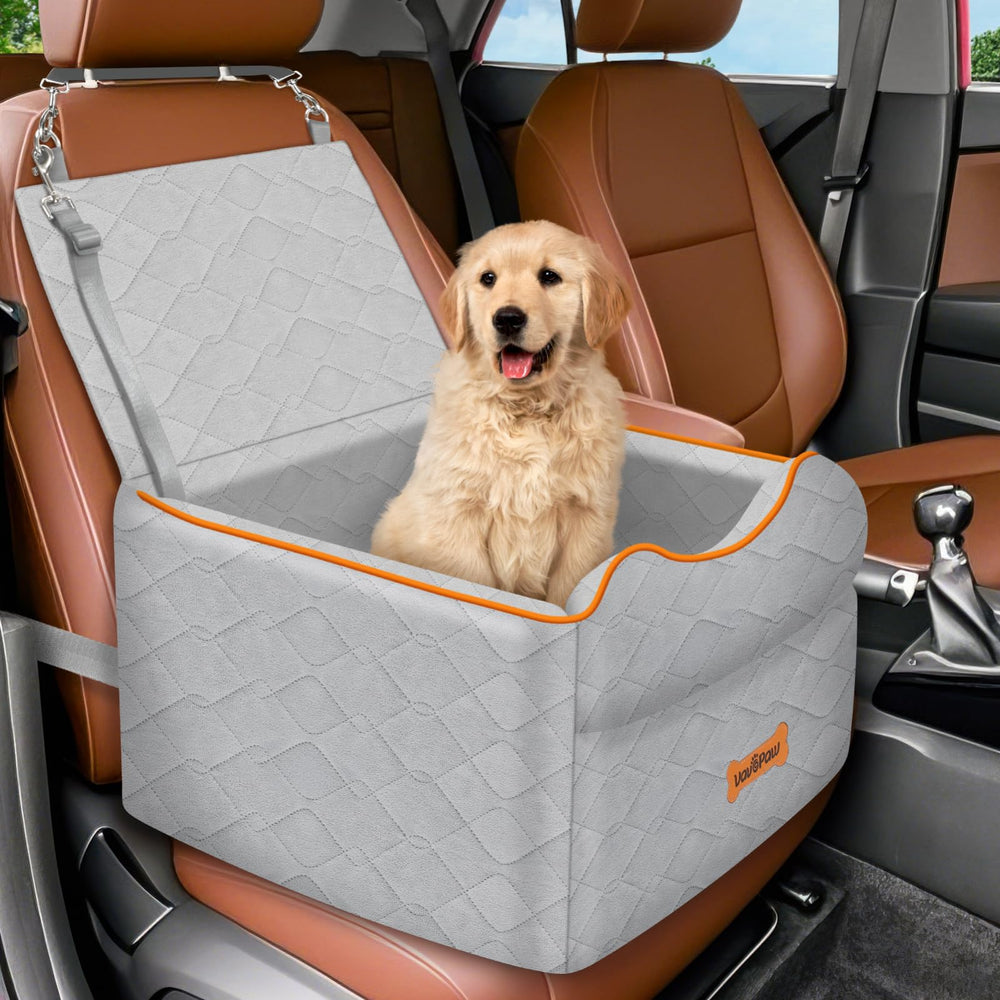 VavoPaw small dog car seat front view shows compact booster for safe travel