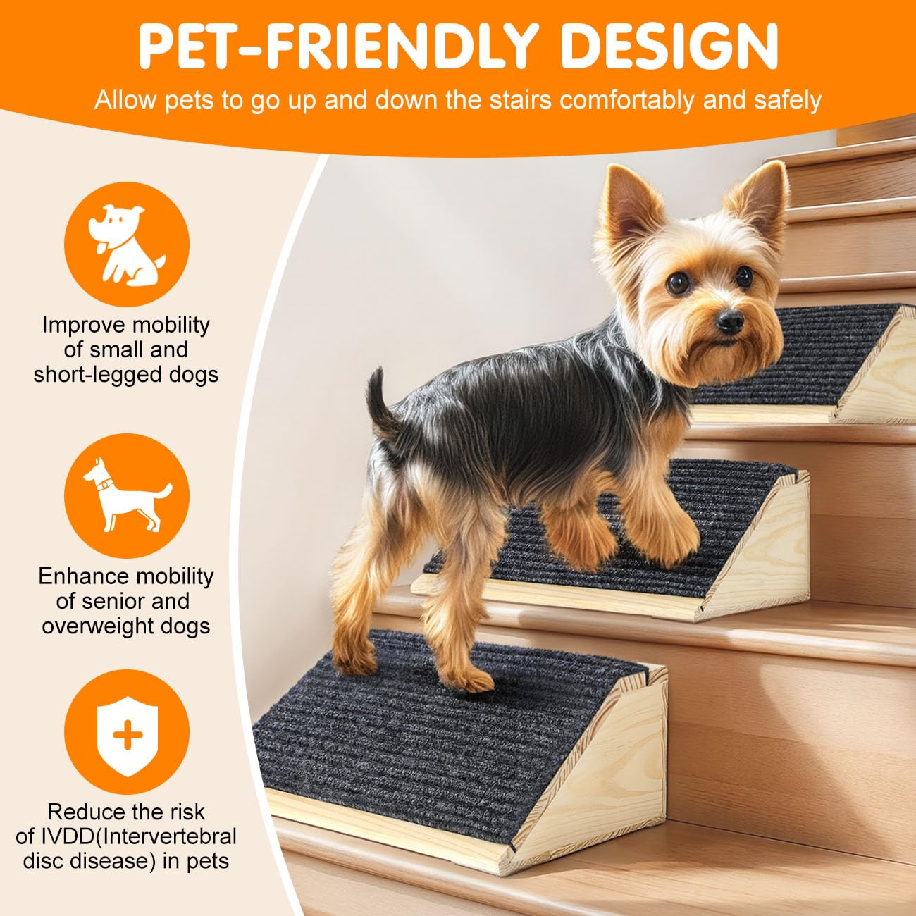 VavoPaw sturdy wooden pet steps support small to mid-size dogs