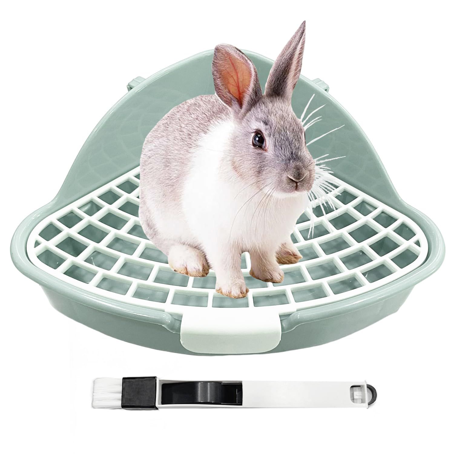 Vayinana rabbit litter box front view shows compact corner design ideal for small pets.