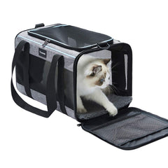 Vceoa ventilated mesh pet carrier keeps small cats and dogs cool and comfortable.