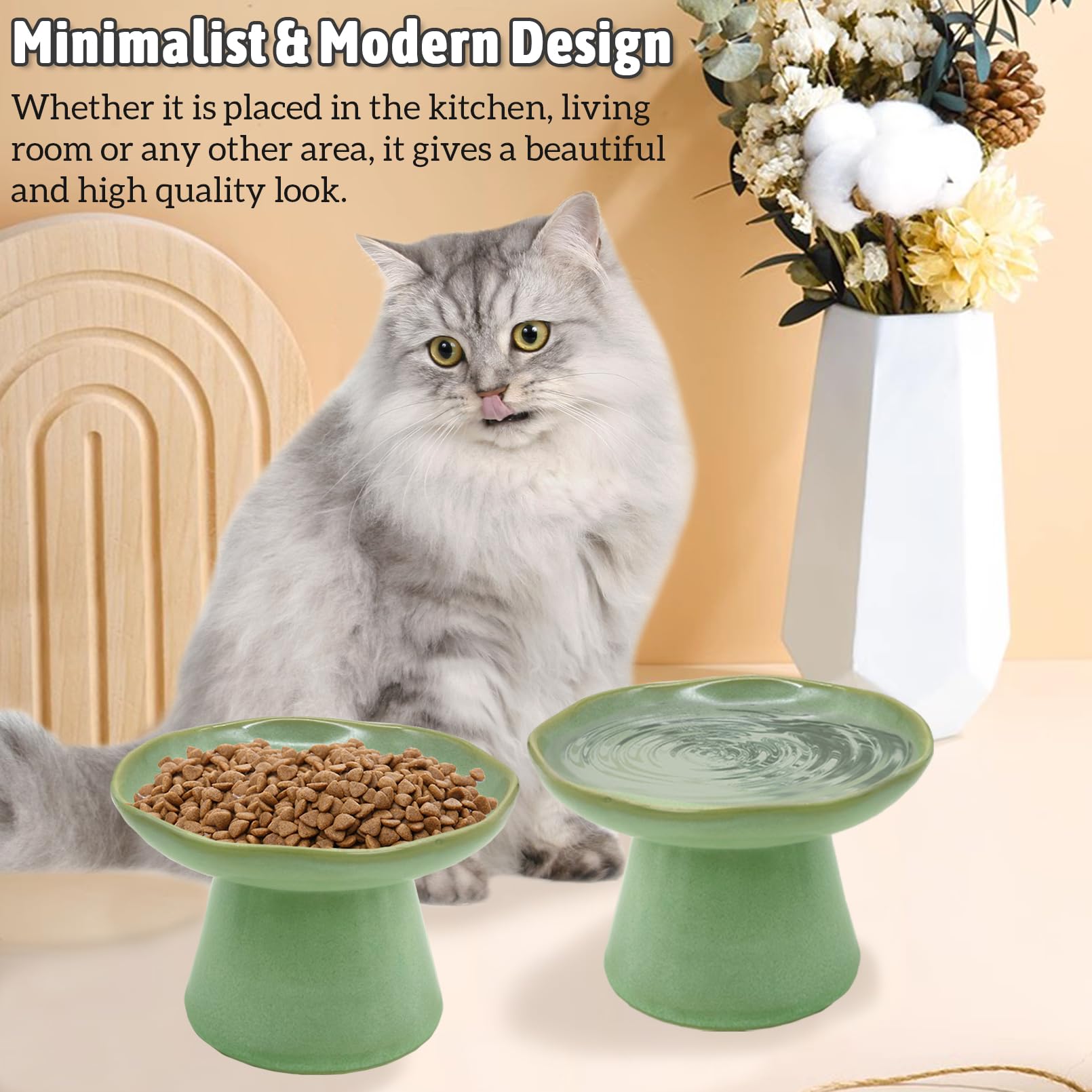 VCEPJH microwave and fridge safe cat bowls for versatile feeding routines.