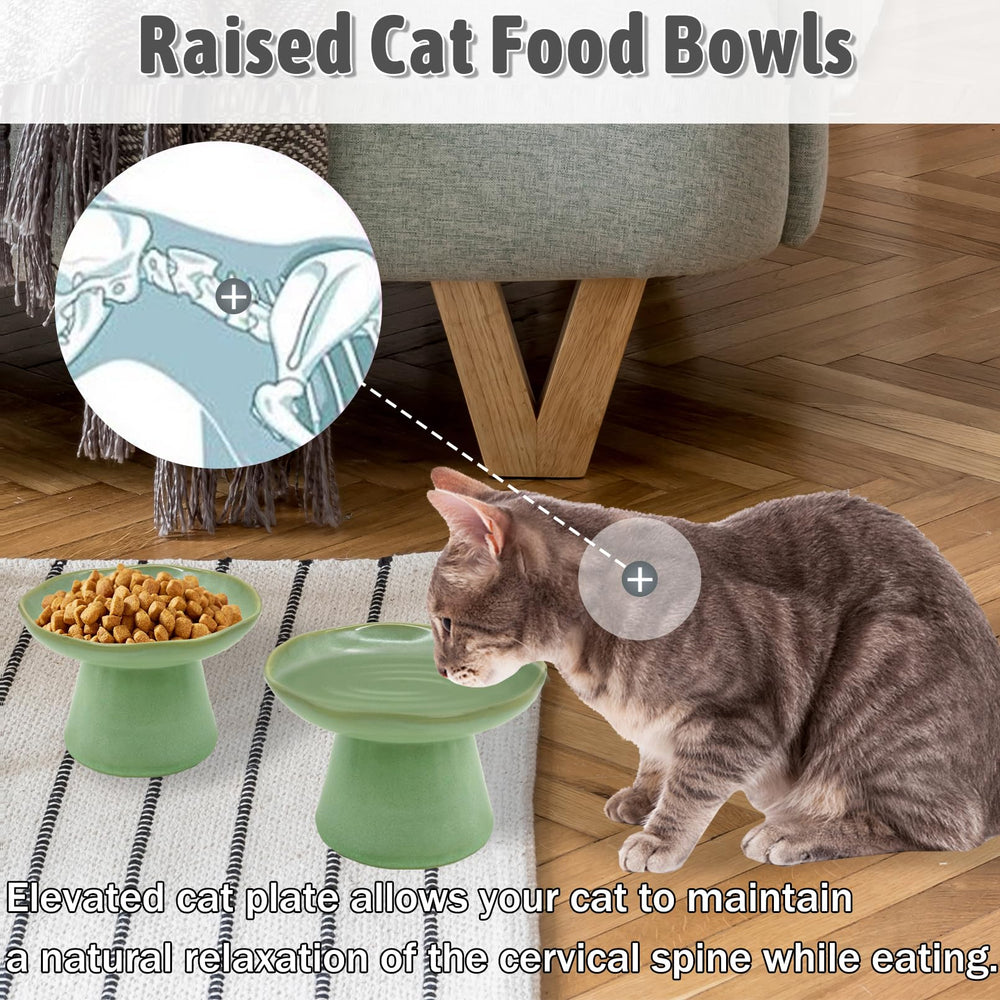 VCEPJH raised cat food dish at 3.9 inches for steady meals.