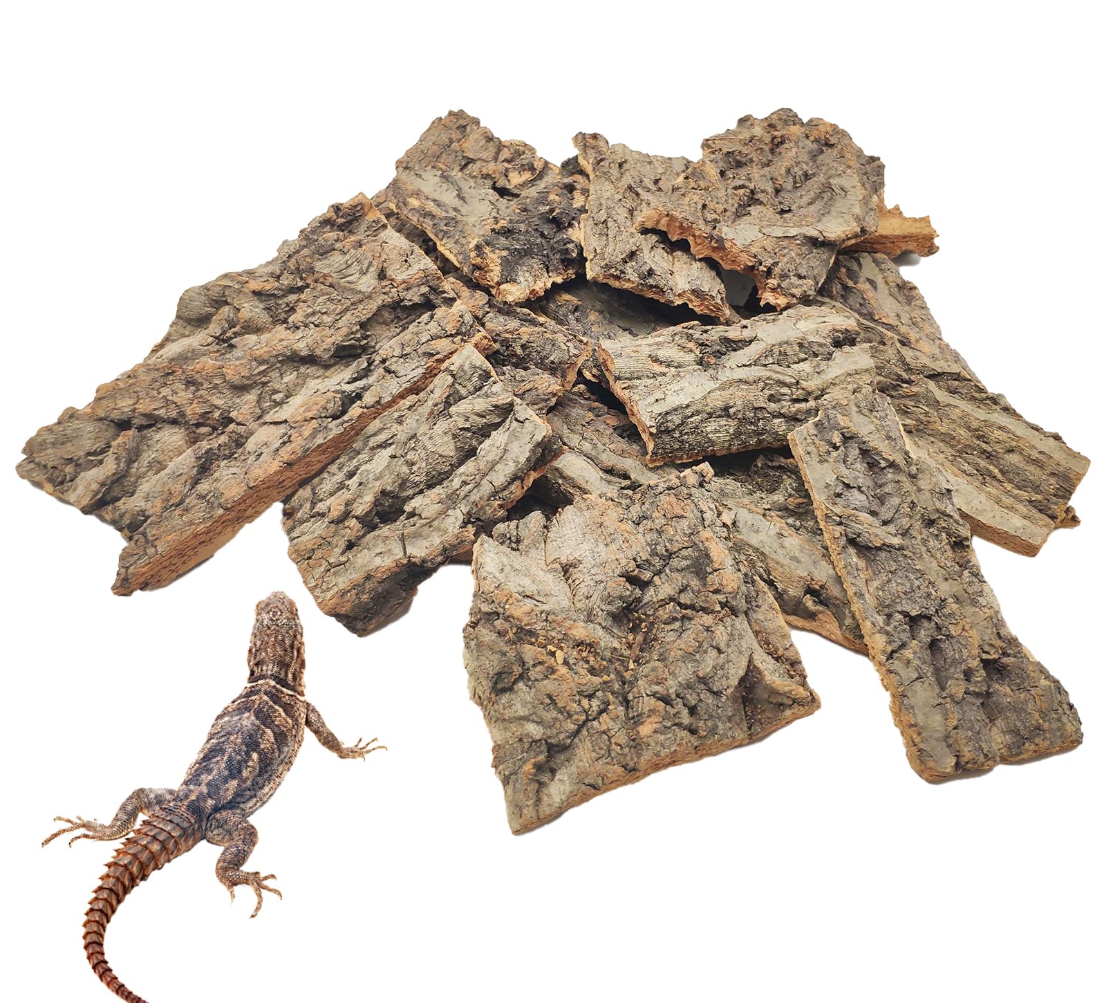VCEPJH Reptile Bark Bedding 1lb close-up shows natural cork texture for a realistic, safe habitat.