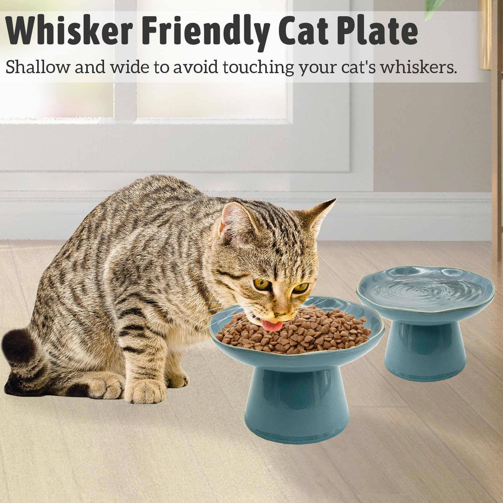 VCEPJH wide shallow bowl image demonstrates whisker fatigue reduction during meals.