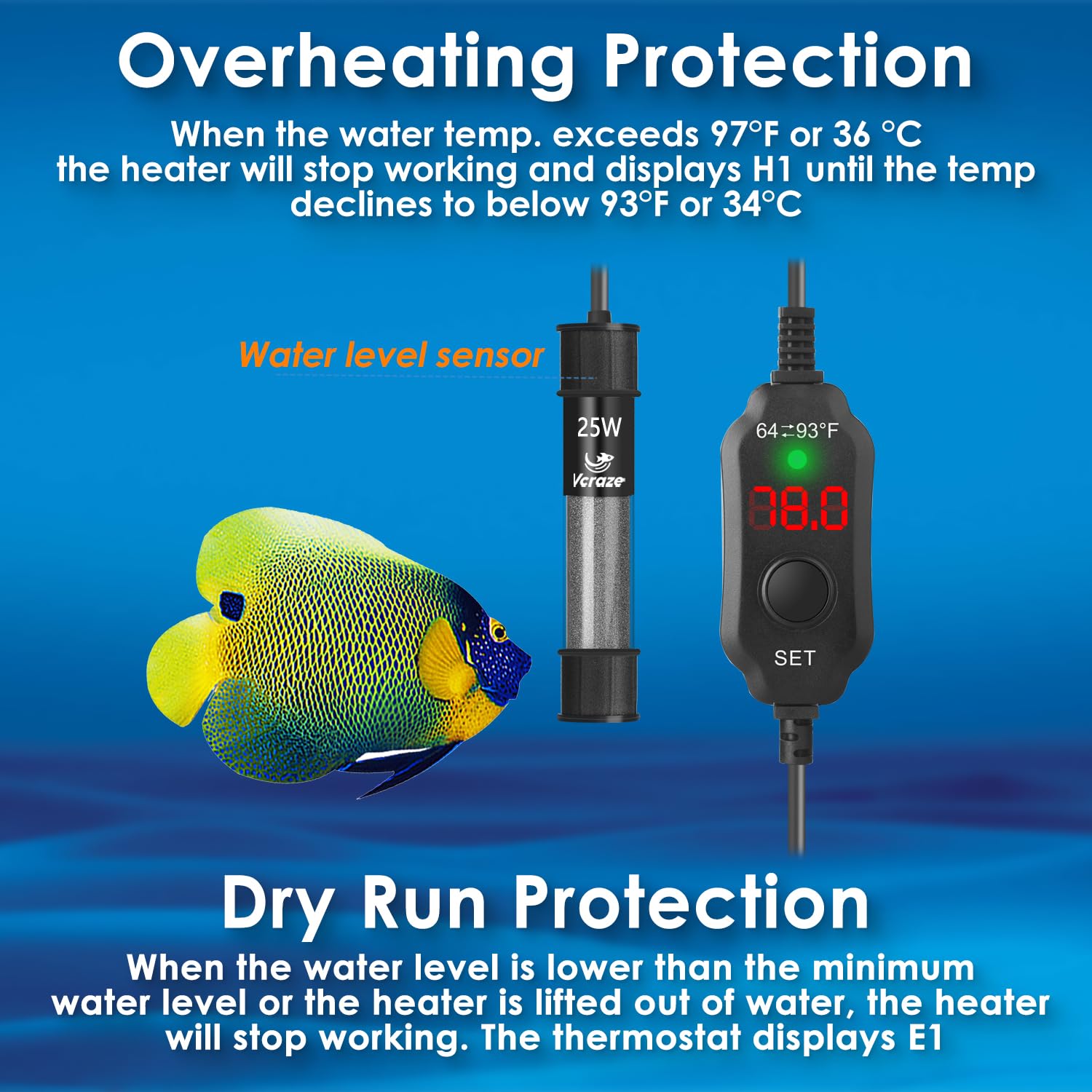 VCRAZE freshwater and saltwater compatibility for versatile aquarium setups.