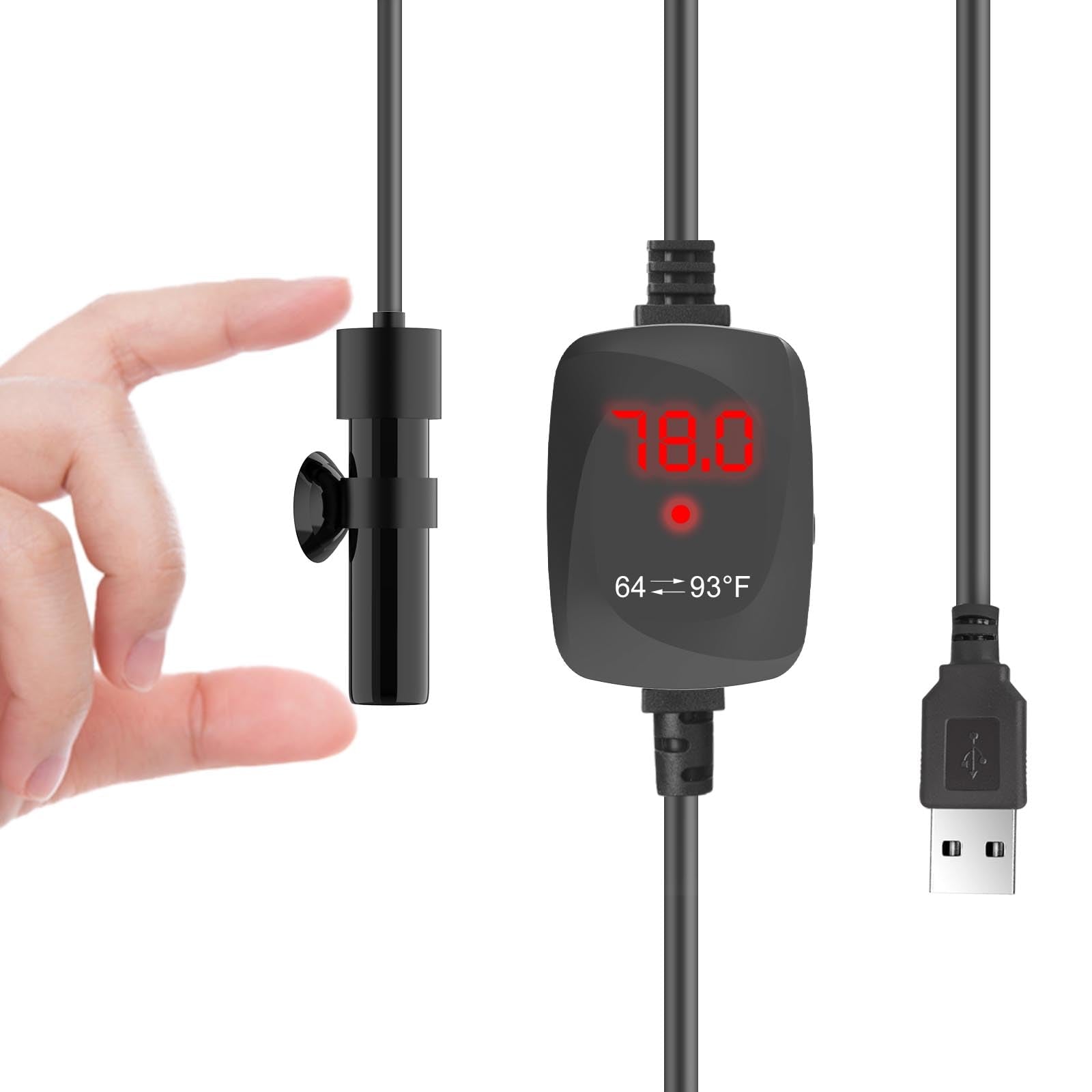 VCRAZE mini aquarium heater with digital display maintains stable nano tank temperatures