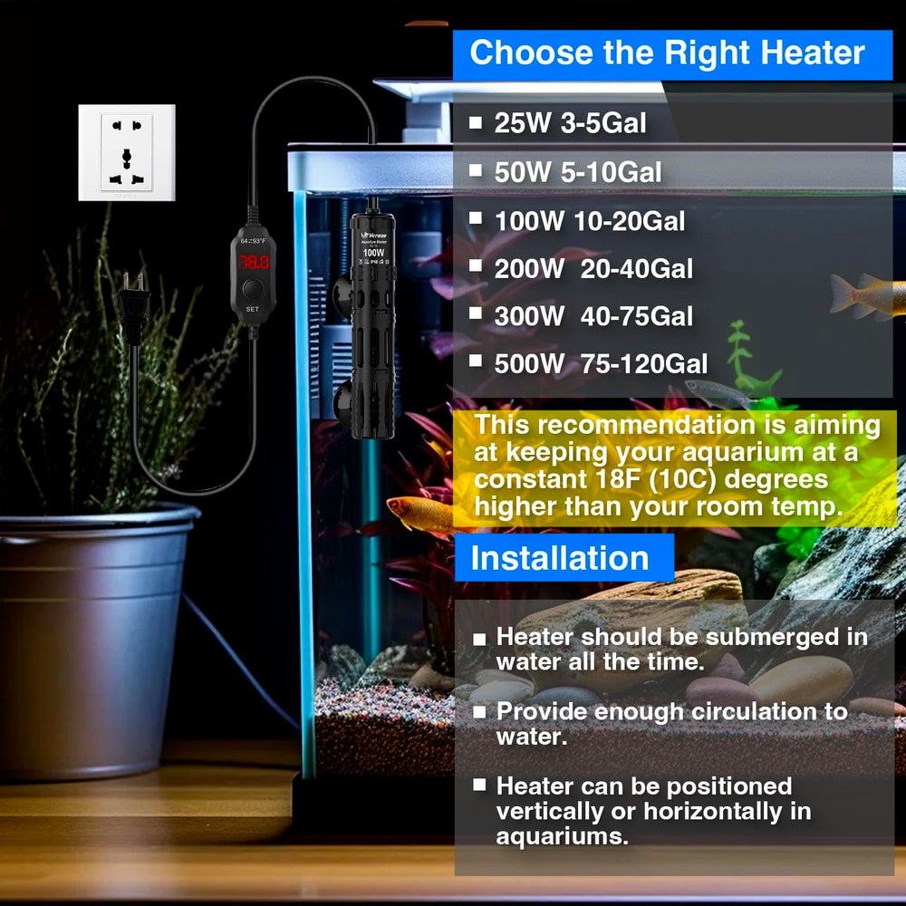 VCRAZE versatile heater for turtles, fountains, or seedling propagation