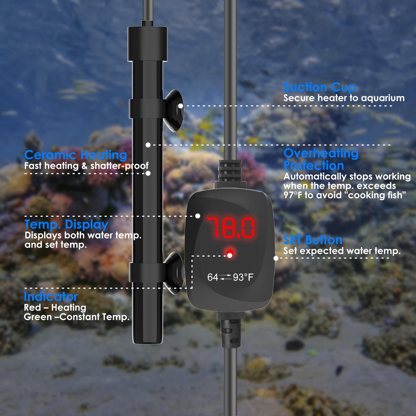 VCRAZE overheating safeguard highlights 97°F cut-off for safe operation.