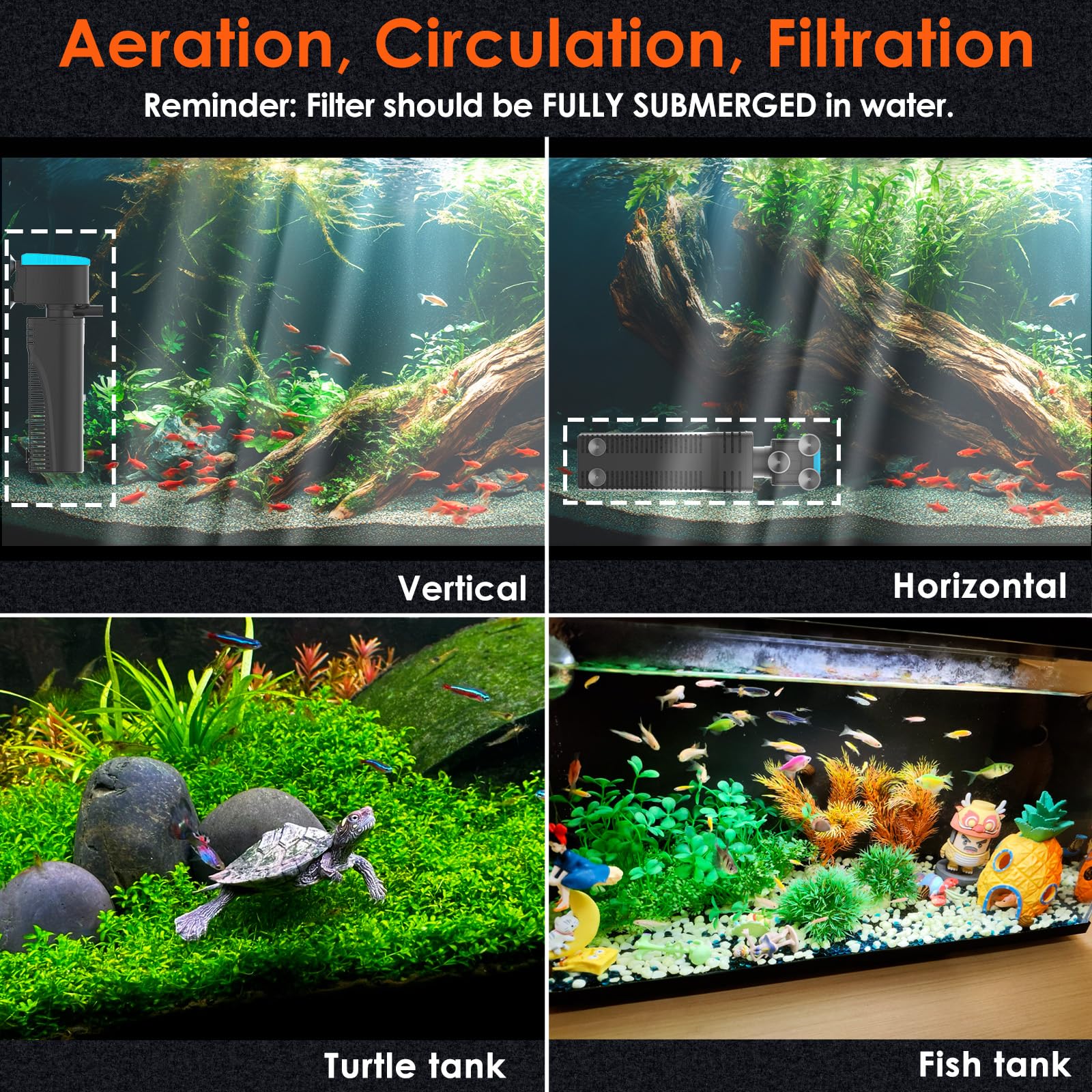 VCRAZE U V aquarium filter filter sponge capturing debris and waste