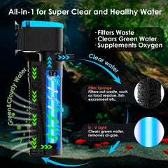 VCRAZE U V aquarium filter setup 300GPH demonstrates strong circulation