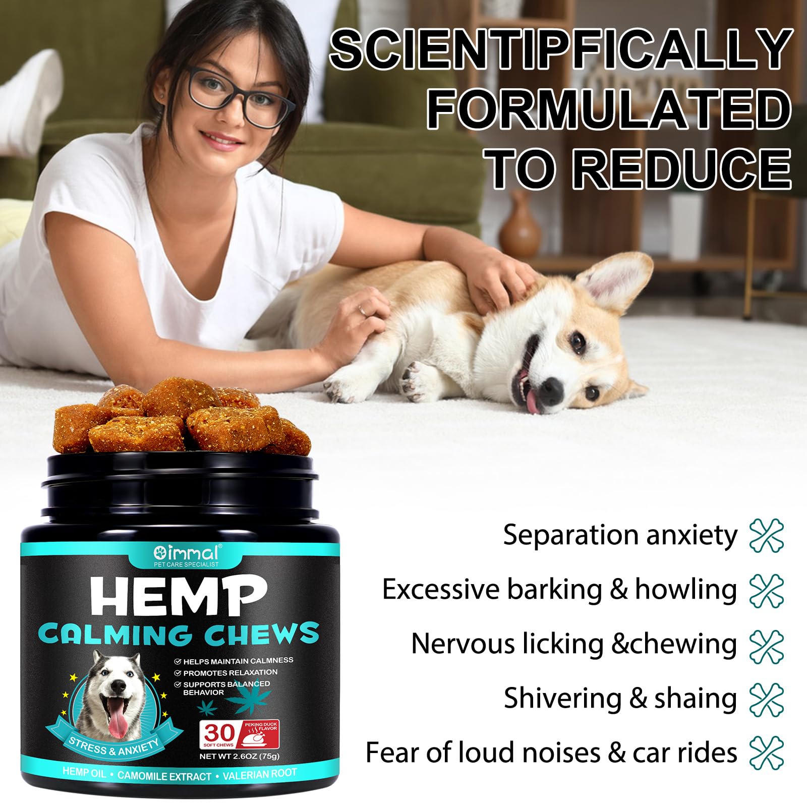 VCTSOF Calming Chews puppy with separation scenario for calmer mornings