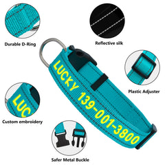 VCZONE collar with reflective thread improves nighttime visibility during walks.