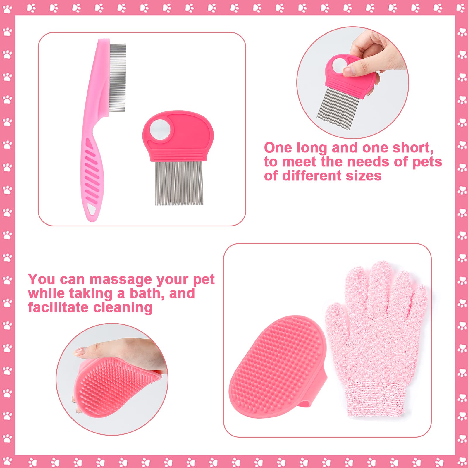VCZONE pink shedding slicker brush for removing loose fur efficiently.