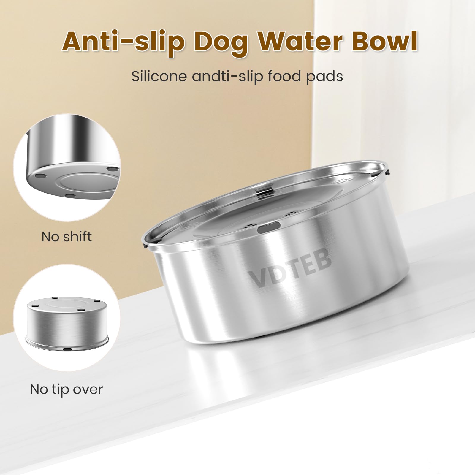 VDTEB 3L capacity dog water bowl supports longer hydration for large dogs